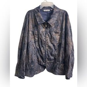 Birch Hill Women’s Faux Snake Long Sleeved,  Zip Front Jacket 1X